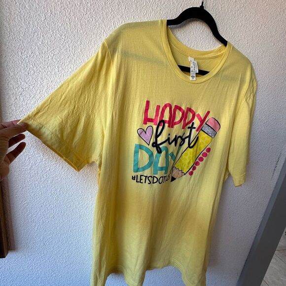 First day of School T shirt size 2XL Happy First Day #Let’s do this Yellow - Picture 5 of 8